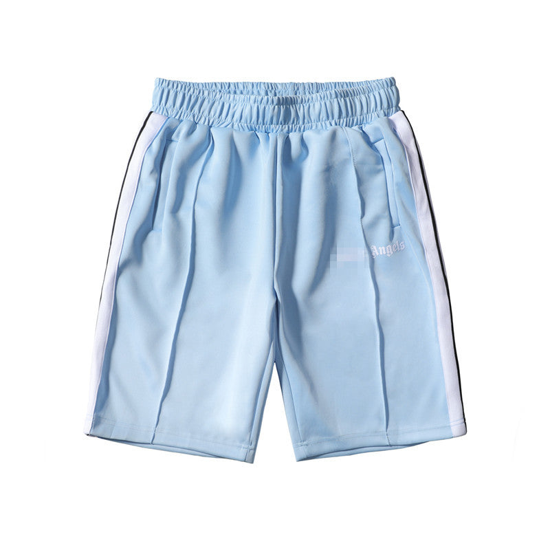 PA Angel Trendy Brand Striped Rainbow Ribbon Shorts Unisex Couple Fog High Street Palm Tree Loose Five-Point Pants