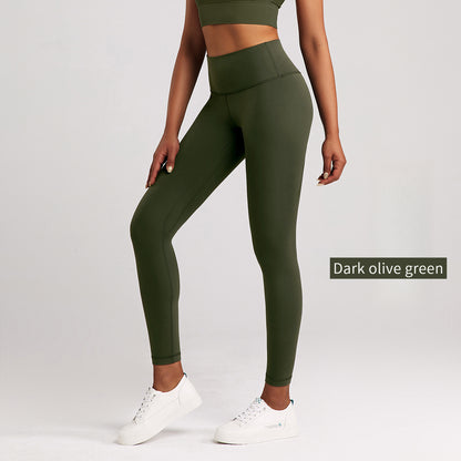 Lulu Yoga Pants Women's High Elastic Nude Feel Brushed Sports Running Fitness Pants High Waist Hip Lift Skinny Pants Slim Fit