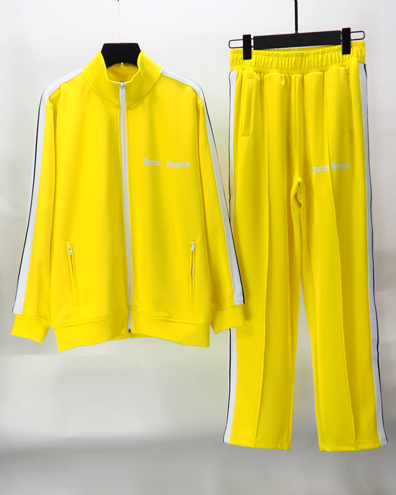 24SS Retro Trend Angel Color Block Embroidered Casual Jacket Top Jacket Set Long Pants Sweatshirt Trend