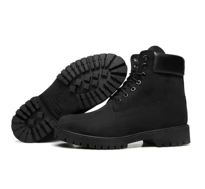 GMABCD Classic Yellow Boots Thick-Soled Martin Boots Men's Couple First Layer Cowhide Outdoor High-Top Boots