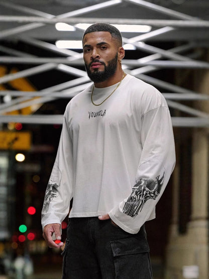 Young-La Autumn Long-Sleeved T-shirt Cotton round Neck Gym Exercise Workout Training Bottoming Shirt Men