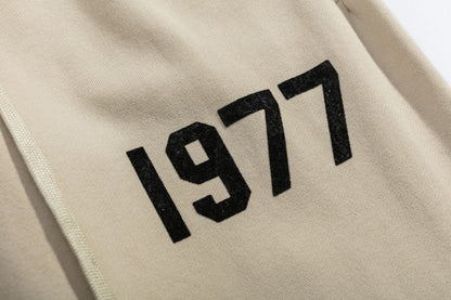 2025 New FOG 1977 Flocked Print Digital High Street European and American Style Sweatshirt Loose Casual Pants Unisex Set