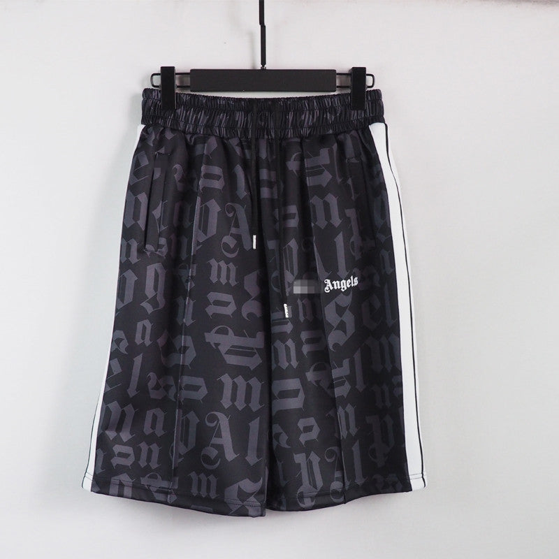 PA Angel Trendy Brand Striped Rainbow Ribbon Shorts Unisex Couple Fog High Street Palm Tree Loose Five-Point Pants