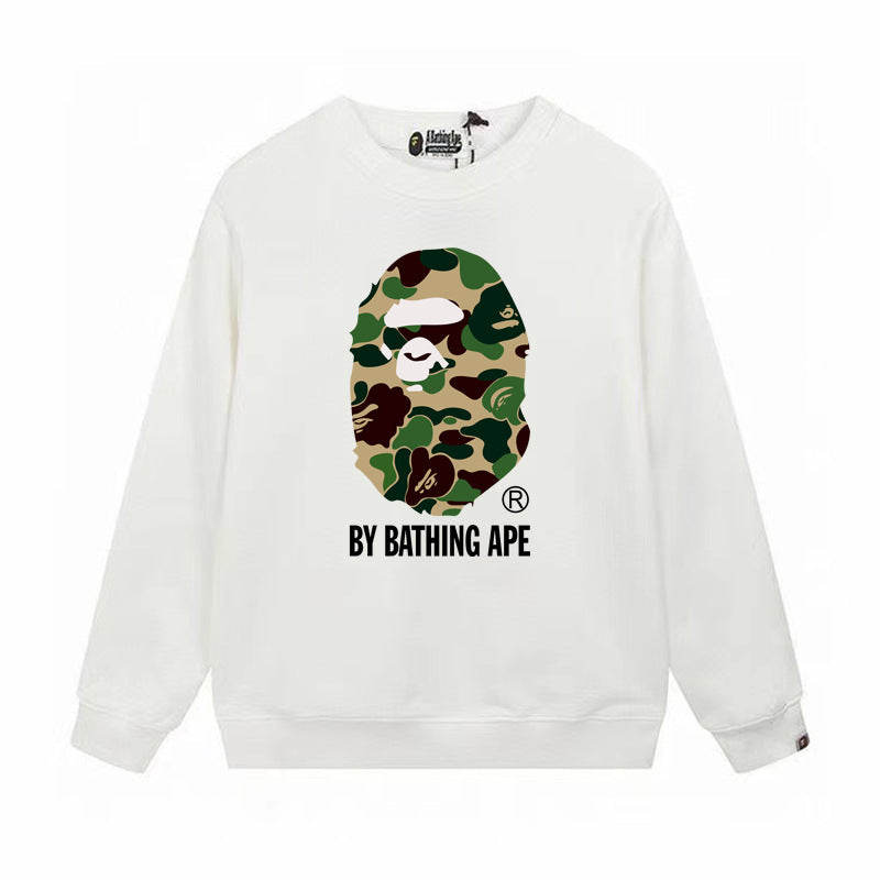 GMabcd Terry Sweatshirt for Men, Autumn and Winter Long Sleeve Letter Print Loose Round Neck Pullover Casual Top Trendy