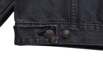 PA Trendy Brand Denim Jacket with Large Letter Logo and Palm Tree Design for Couples