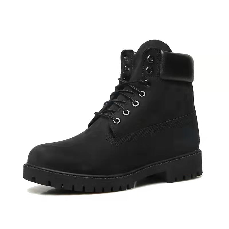 GMABCD Classic Yellow Boots Thick-Soled Martin Boots Men's Couple First Layer Cowhide Outdoor High-Top Boots