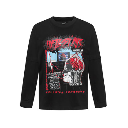 HS American Style Oversized Long Sleeve T-Shirt Autumn Base Shirt Men's Pullover Shirt