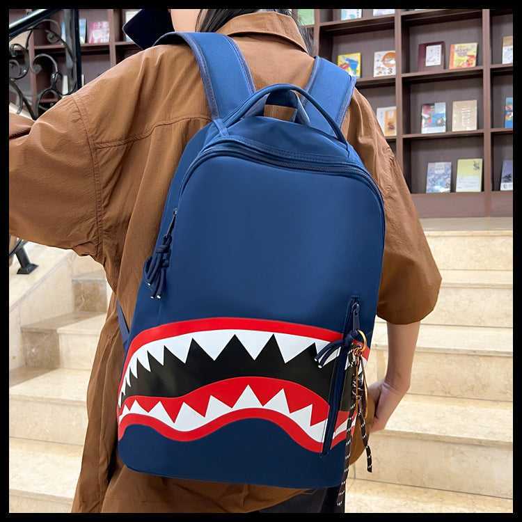 New Fashion Shark Backpack for Students, Large Capacity Outdoor Waterproof Lightweight Trendy Men's Backpack