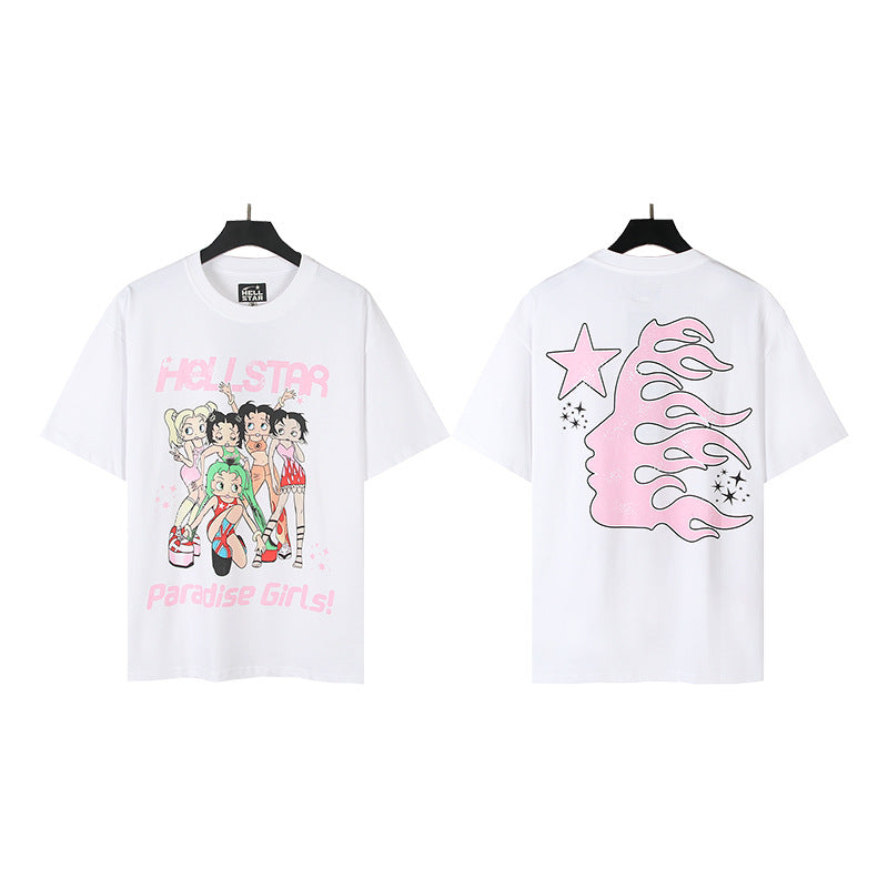 [3]2025 Summer New American Fashion Brand Male and Female Couples Wear plus Size Loose Pullover Short Sleeve T-shirt Youth Tee