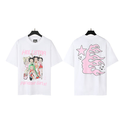 [3]2025 Summer New American Fashion Brand Male and Female Couples Wear plus Size Loose Pullover Short Sleeve T-shirt Youth Tee