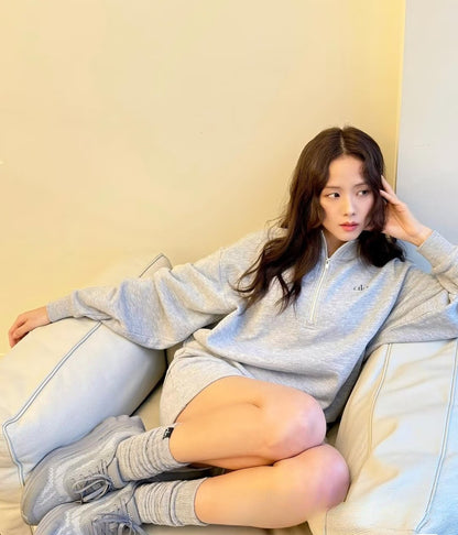 A-L-O Half-Zip Sweatshirt for Women, Autumn and Winter Loose Stand Collar Slimming Jacket, Casual Sports Top