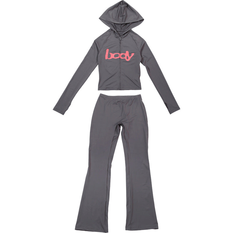 2025 Autumn Women's New Fashion Hooded Camouflage Print Long Sleeve Sports Trendy Slim Fit Long Pants Two-Piece Set