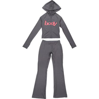 2025 Autumn Women's New Fashion Hooded Camouflage Print Long Sleeve Sports Trendy Slim Fit Long Pants Two-Piece Set