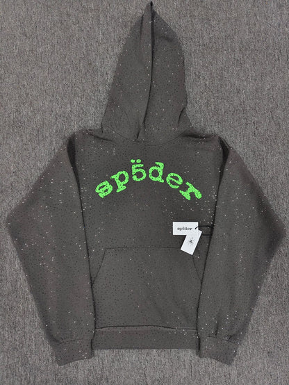 Hoodie Jacket Hip Hop Singer Same Fashion Casual Spider Rhinestone Sp5der Sweater [High Quality]