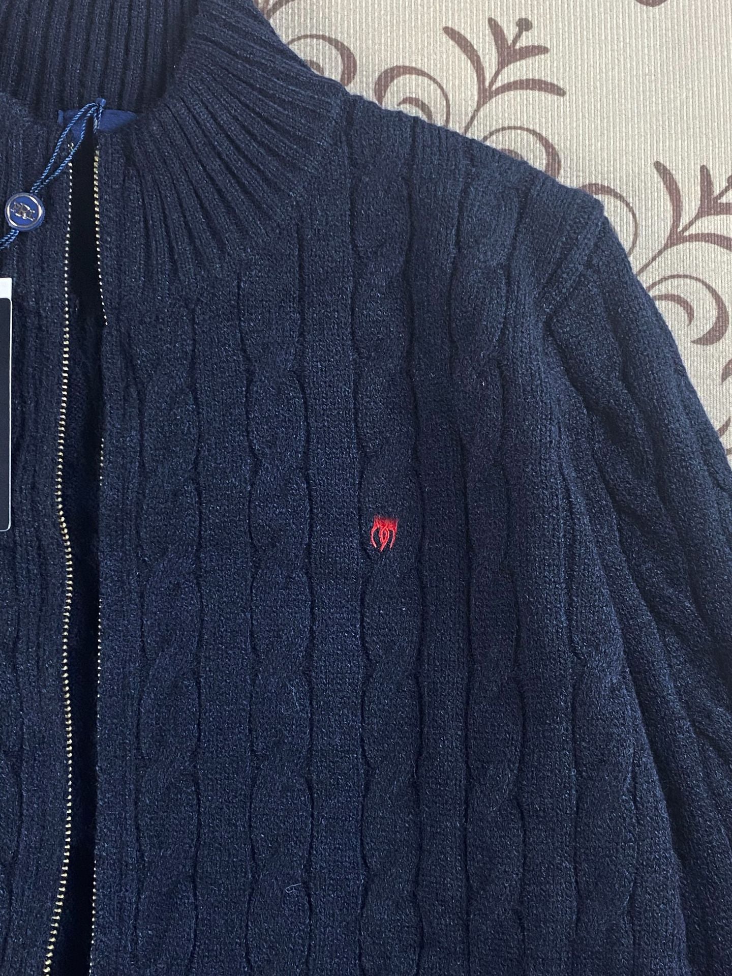 RL Raff Pony Label Autumn Winter Warm Cable Knit Zipper Sweater Cardigan Women Embroidered Cable Cardigan Men