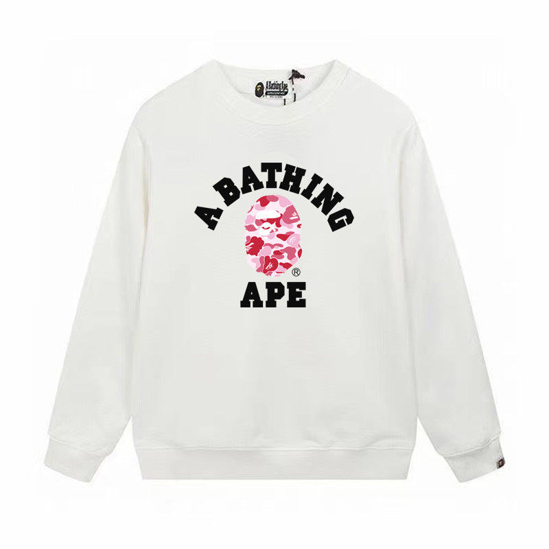 GMabcd Terry Sweatshirt for Men, Autumn and Winter Long Sleeve Letter Print Loose Round Neck Pullover Casual Top Trendy