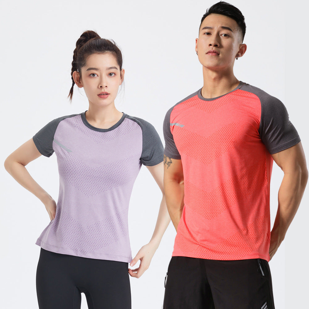 Unisex Breathable Lightweight Gym Short Sleeve Quick-Dry Top Fitness Sports Wear Ice Silk T-Shirt Stretch Short Sleeve