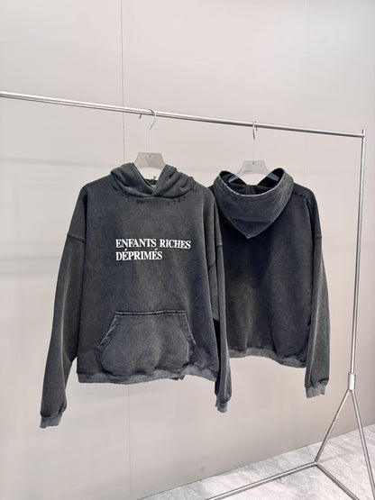 High-Quality ERD Melancholy Rich Second Generation Hooded Sweatshirt Washed Vintage Distressed Jacket Autumn Winter Zipper Coat