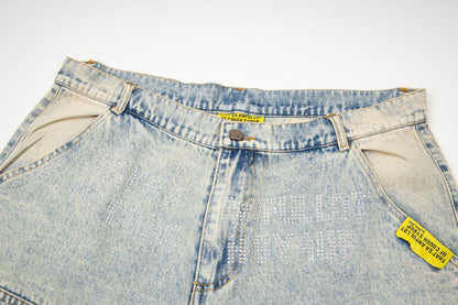 That's A Awful Lot of Cough Syrup Rhinestone Washed Denim Streetwear Pants