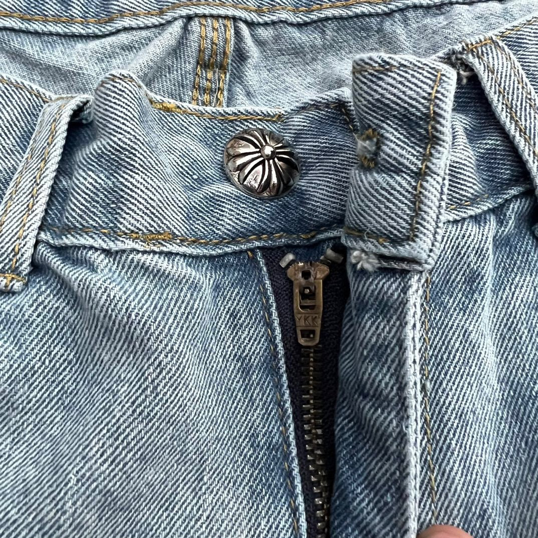 Top Heavy Industry Crafted CH Double Knee Cross Patch Leather B01 Version Logging Pants Straight Leg Sanskrit Workwear Pants High Street Jeans