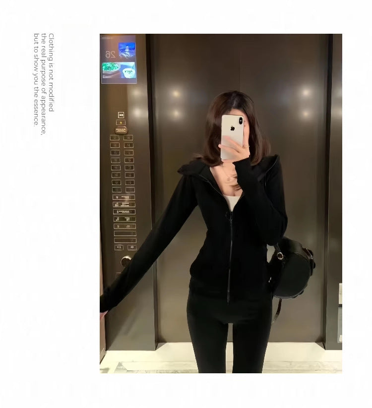 Lulu Same Style Scuba Women's Zipper Hooded Sweatshirt Autumn Winter Women's Outdoor Casual Warm Top Sports Jacket