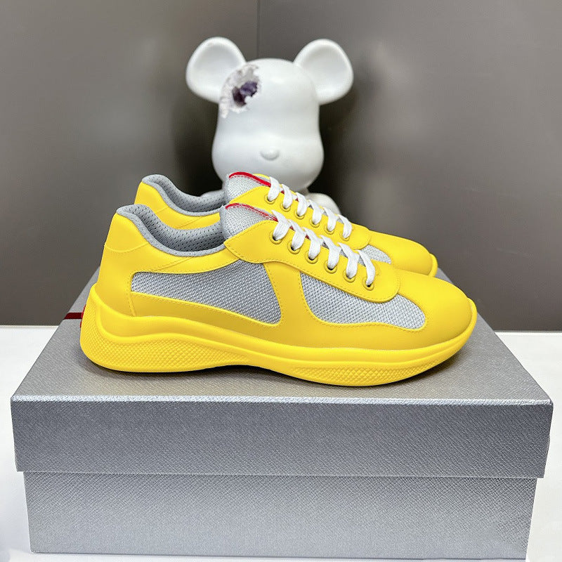 GMabcd America Cup Home Colorful Sole Genuine Leather Fashion Flat Sneakers Casual Shoes Sports Shoes Men's Shoes