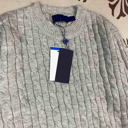 RL Sweater Women Embroidered Round Neck Knitwear Men Autumn Winter Warm Cable Couple