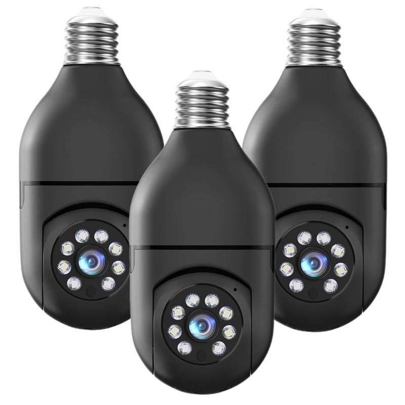 Light Bulb Security Camera with 3MP HD, Infrared Night Vision, Pan/Tilt, 2-Way Audio, Human Detection & Alexa Compatibility