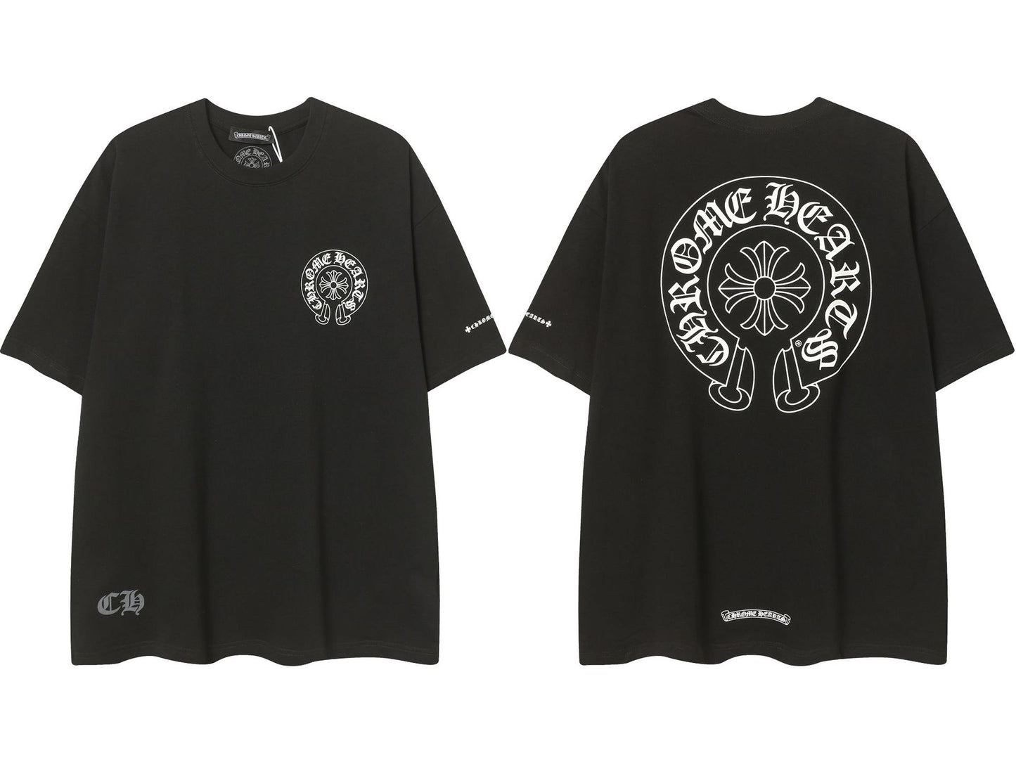 2025 New CHRM Heart Cross Sanskrit Patch Print Embroidery Loose Short Sleeve for Men and Women(2)