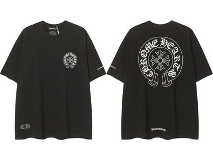2025 New CHRM Heart Cross Sanskrit Patch Print Embroidery Loose Short Sleeve for Men and Women(2)