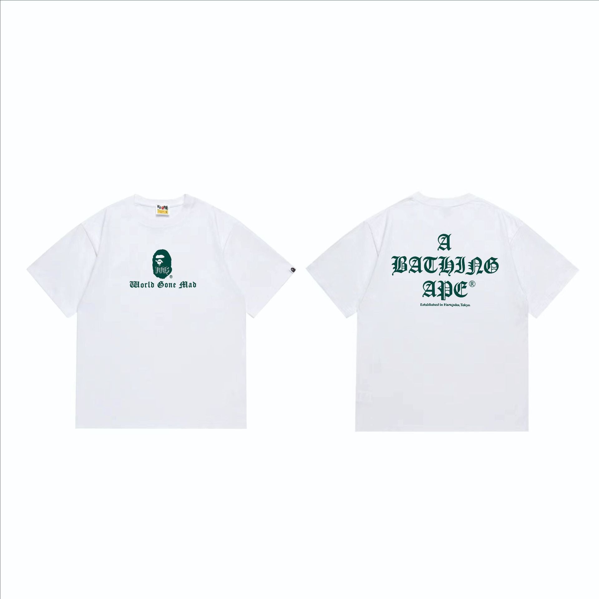 Heavy weight BAPE GMabcd 260g shark short-sleeve T-shirt with ape head design