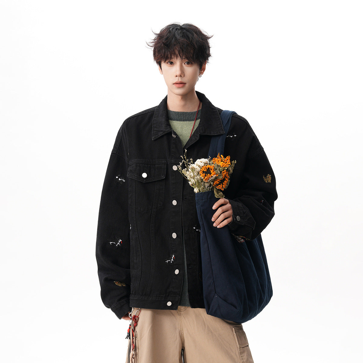 WT93323 denim jacket black