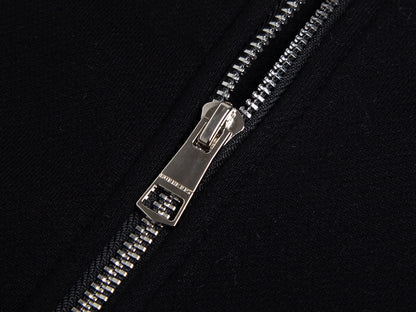 GMAbcd-BUR Classic Style - War Horse Embroidery Checkered Patchwork Fleece Zipper Cardigan Coat - Unisex Style