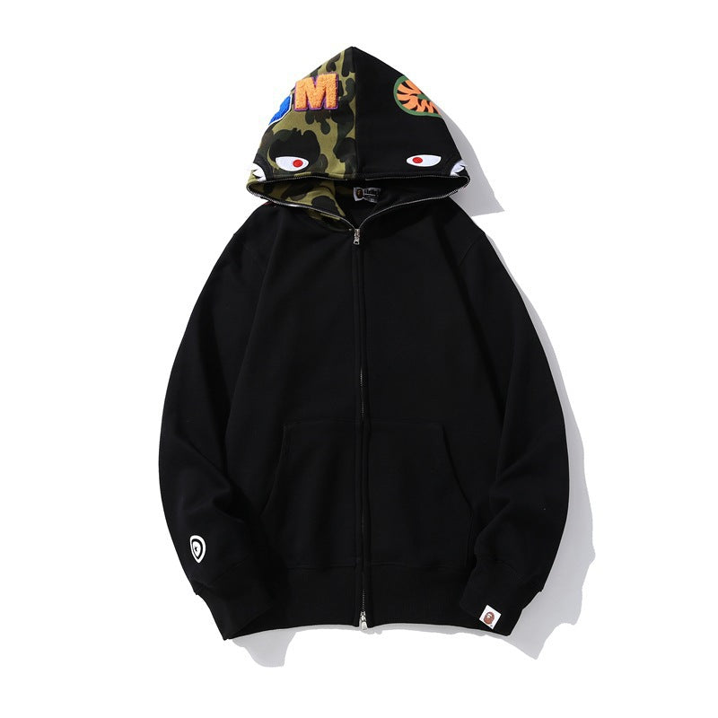 Baby Apee Shark Camouflage Hooded Cardigan Zipper Fashion Brand Comfortable Men's Women's Pullover Coat