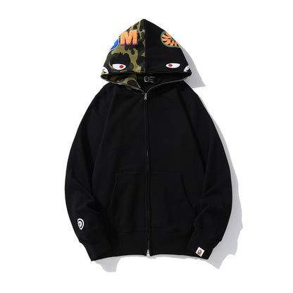 Baby Apee Shark Camouflage Hooded Cardigan Zipper Fashion Brand Comfortable Men's Women's Pullover Coat