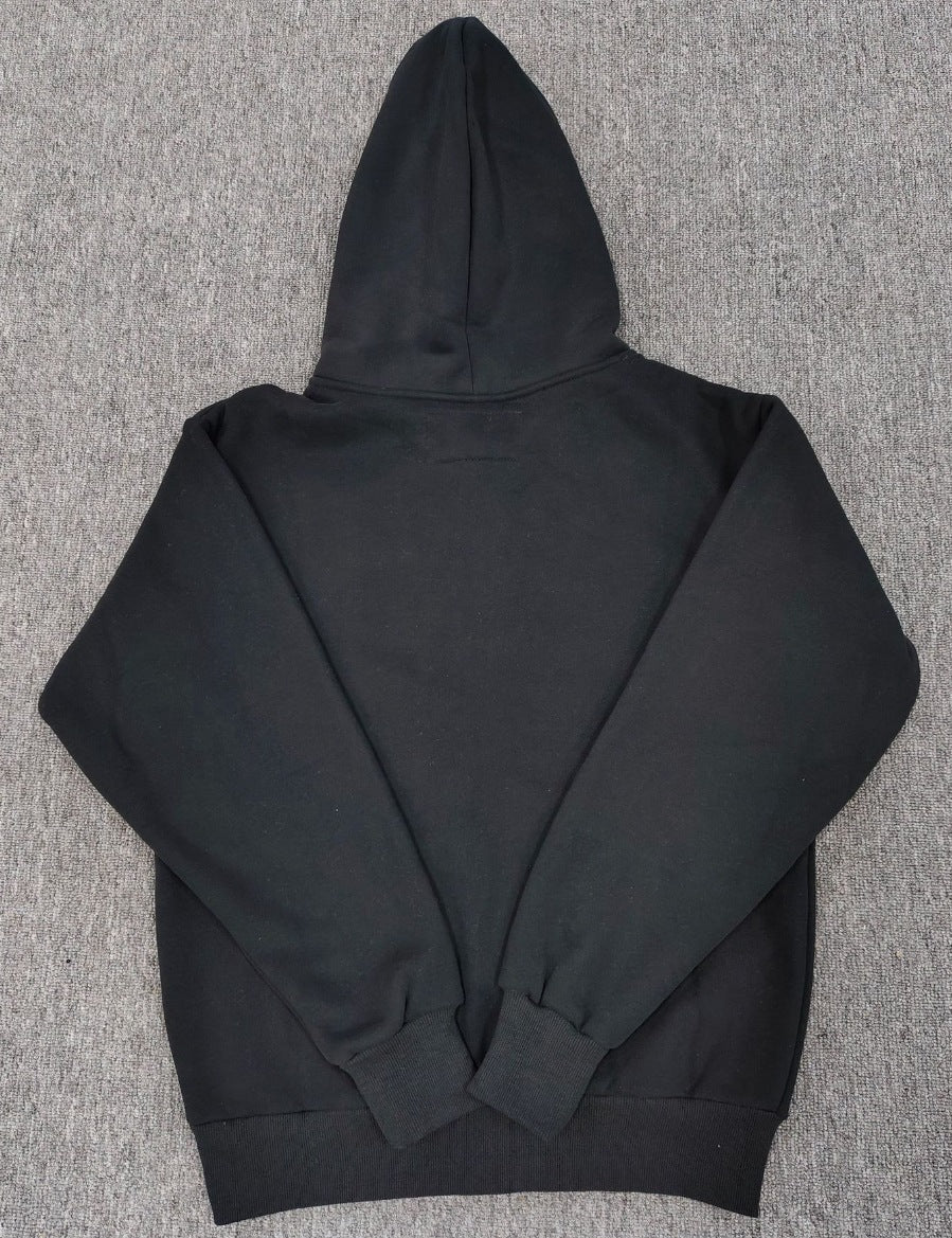 Trendy Brand Hoodie Casual Jacket Letter Black Strap Rhinestone Zipper Sp5-der Sweatshirt Men