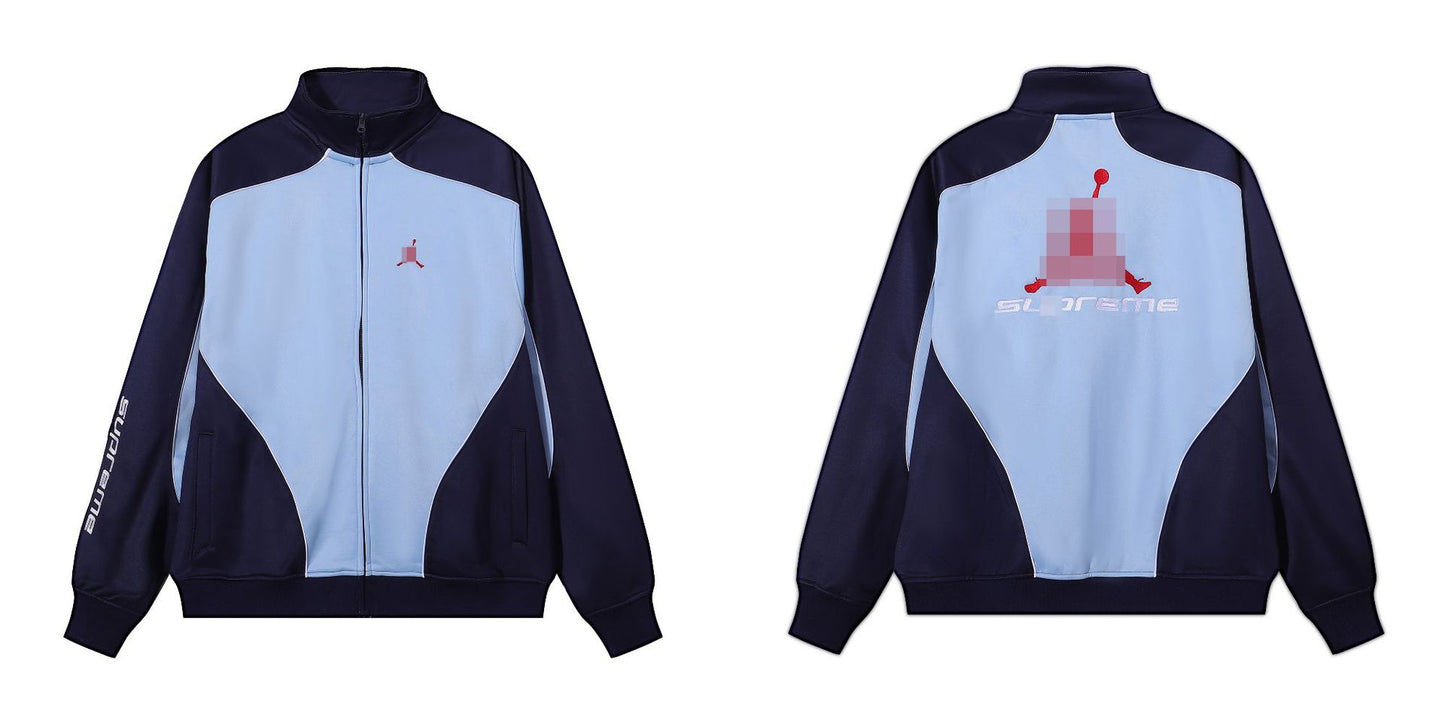 Gmabcd-sup Hoodie Collaboration Joe Loose Fit Autumn Winter Fleece Zipper Jacket Street Fashion Patchwork Hooded Sweatshirt