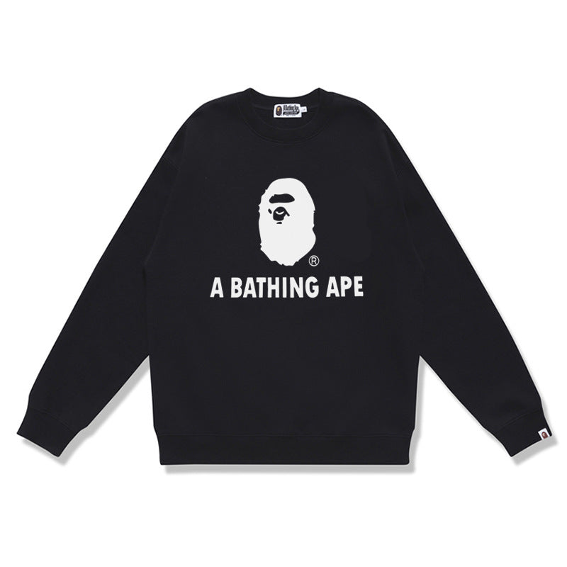 GMabcd Terry Sweatshirt for Men, Autumn and Winter Long Sleeve Letter Print Loose Round Neck Pullover Casual Top Trendy