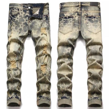 GMAM Heavy Craft Washed Distressed High Street Embroidered Unisex Jeans