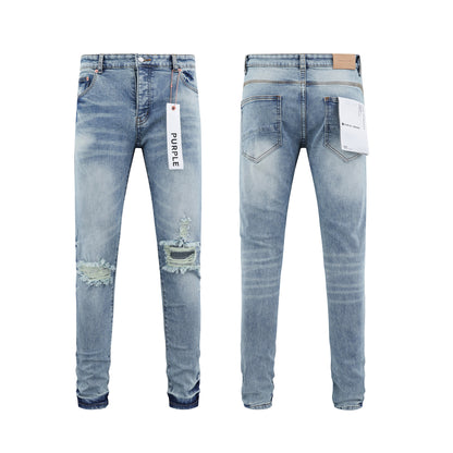 Jeans Washed and Distressed Retro Tattered Jeans Splash Ink Ruffle Handsome and Beautiful Style