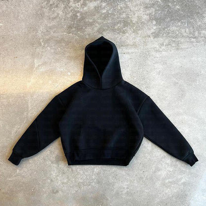 Casual Simple Couple Fashion Hoodie Sweatshirt Solid Color Loose Sweatpants