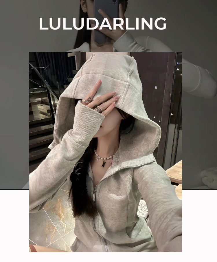 Lulu Same Style Scuba Women's Zipper Hooded Sweatshirt Autumn Winter Women's Outdoor Casual Warm Top Sports Jacket