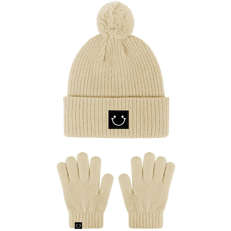 Winter Children's Knitted Hat Gloves Two-Piece Suit Warm Earflaps Cap Cute Boy Girl Baby Babies'