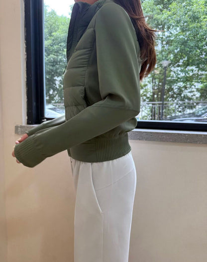 Lulu Same Style Lightweight Patchwork Down Jacket DownAndAround Hooded Slim Fit Sports Jacket Coat
