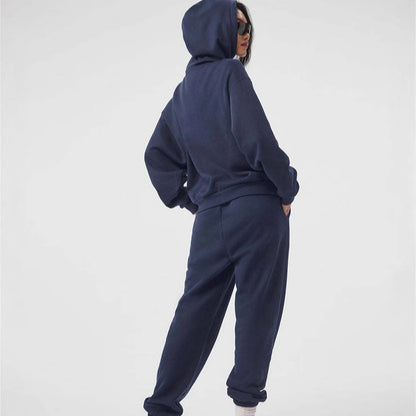 al Autumn Winter 2024 New Trendy Casual Hooded Loose Long Sleeve Sweatshirt Sports Set for Men and Women Couples