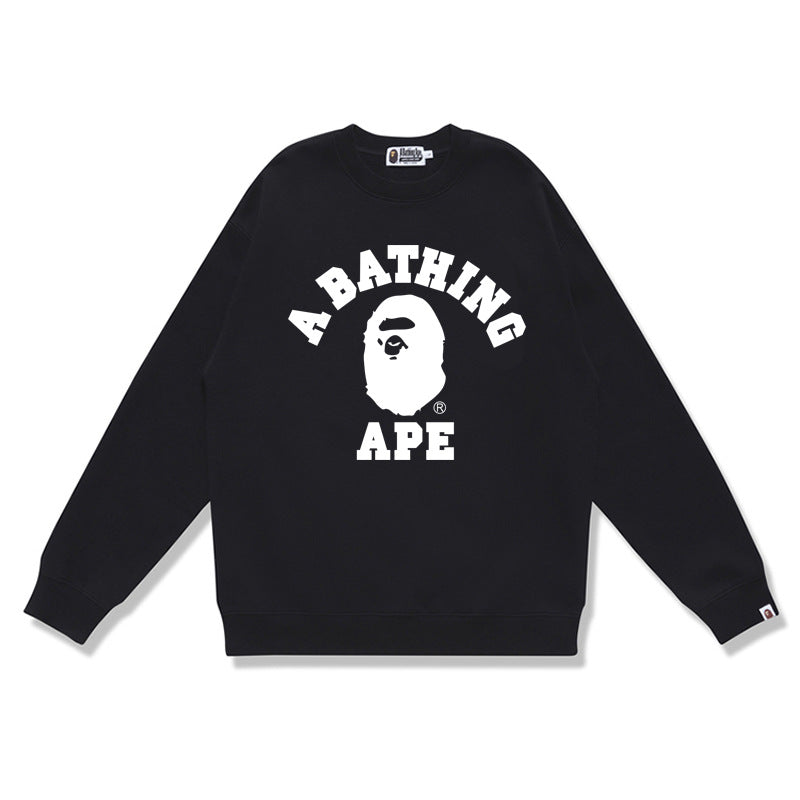 GMabcd Terry Sweatshirt for Men, Autumn and Winter Long Sleeve Letter Print Loose Round Neck Pullover Casual Top Trendy