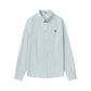 Trendy Brand Am* Small Heart Embroidered Shirt Casual Loose Fit Unisex Couple Style Amy Cotton Long Sleeve Top