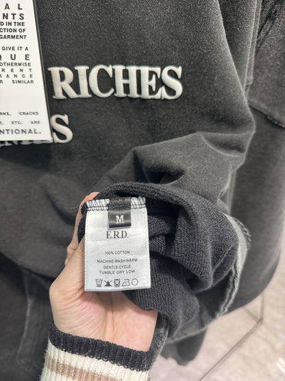 High-Quality ERD Melancholy Rich Second Generation Hooded Sweatshirt Washed Vintage Distressed Jacket Autumn Winter Zipper Coat