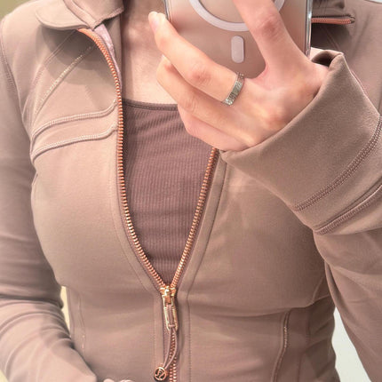 Lu-lu New Golden Edge Define Slim Sports Fitness Yoga Wear NuLu Twilight Rose Coat Top