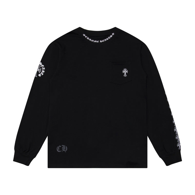 Ch Heart High-Quality Double Yarn Pure Cotton Unisex Printed Long Sleeve T-Shirt